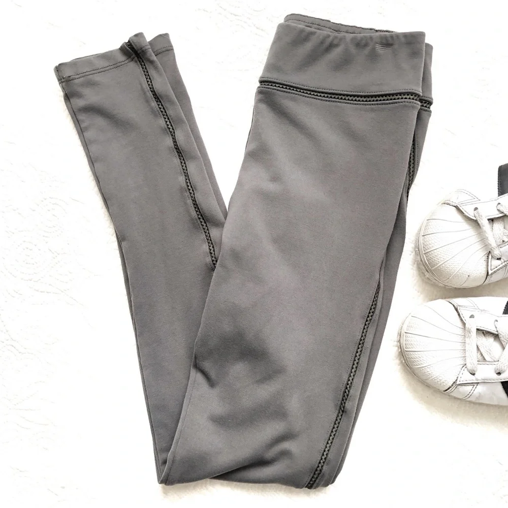 DAVID LERNER Gray Athleisure Workout Athletic Leggings Open Crochet Lace… - Picture 3 of 9